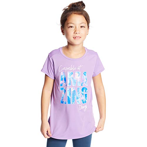 C9 Champion Girls  Tech Tee, Purple Shell Capable of Amazing Things, L