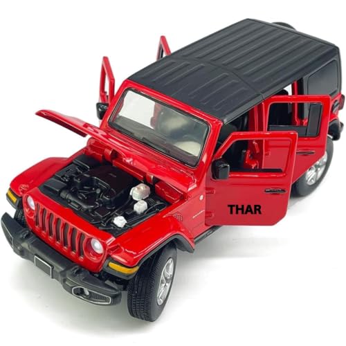 2 Door Open Wrangler Sahara Hard Top SUV Model Car Diecast Toy Cars 1/32 Scale Metal Vehicle Children's Die-cast Vehicles, Doors Open, Toys for Boys Gifts Kids Adults Men Collection (Red)