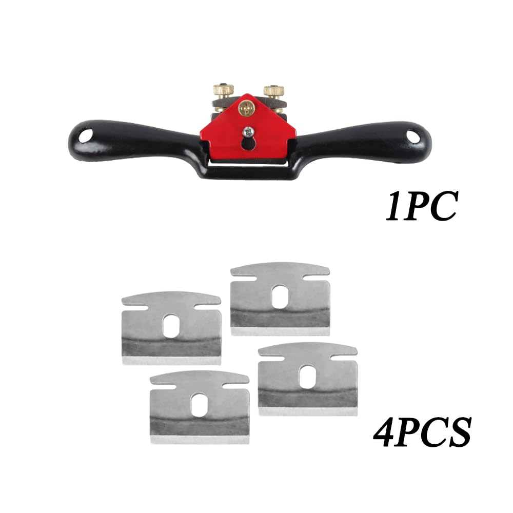 Spokeshave Plana Ajustable Manual Garlopa de Carpintería Cepillo de Borde de Mano Ajustable Ajustable Garlopa de Carpintería Spokeshave para Cepilladora de madera con 4 Cuchillas de Repuesto