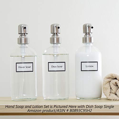 Artanis Home Ceramic Printed Glass Hand Soap and Lotion Dispenser Set with Stainless Steel Bird Head Pump, 16 oz, Clear
