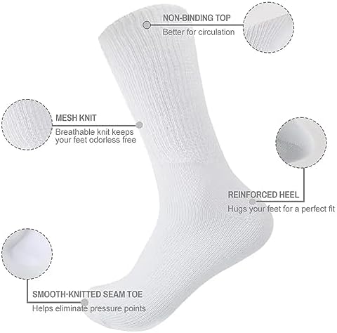 OnlyBee 3 Pairs of Mens Big Foot Extra Wide Diabetics Non Elastic Socks