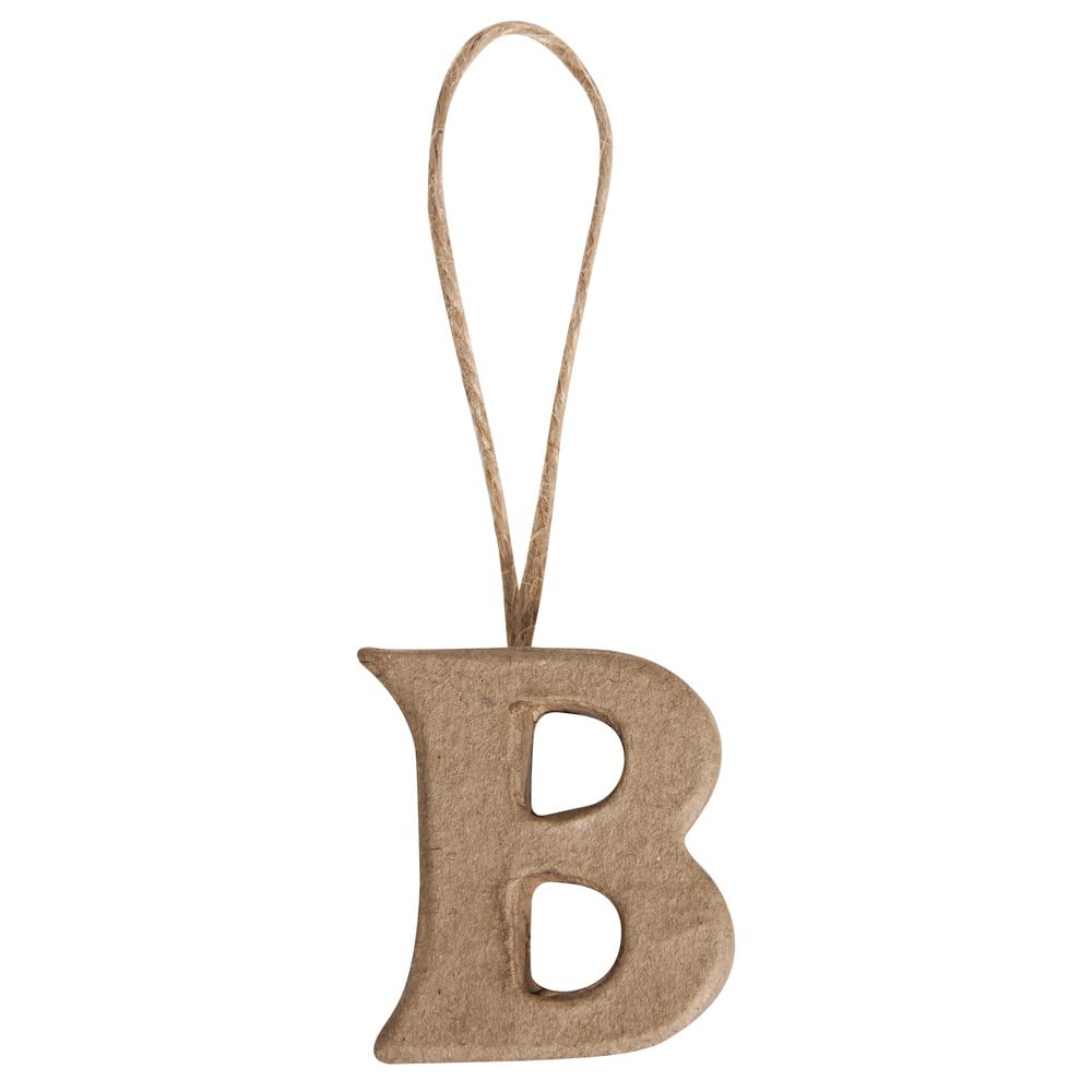 Rayher 67076000 Papier-Mâché Letter B FSC Recycled 100% 4 x 3.5 x 1 cm with Hanger