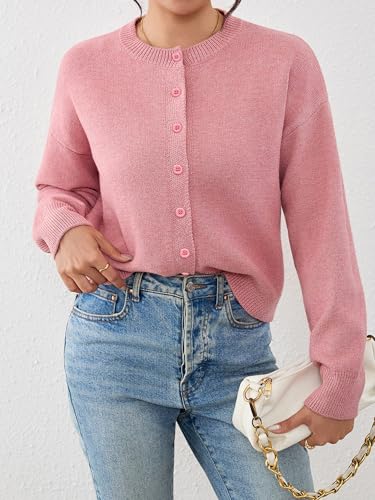 Image of Ibeauti Cropped Cardigan Sweaters for Women 2026 Trendy Spring Y2k Outfit Long Sleeve Button up Open Front Short Knit Sweater