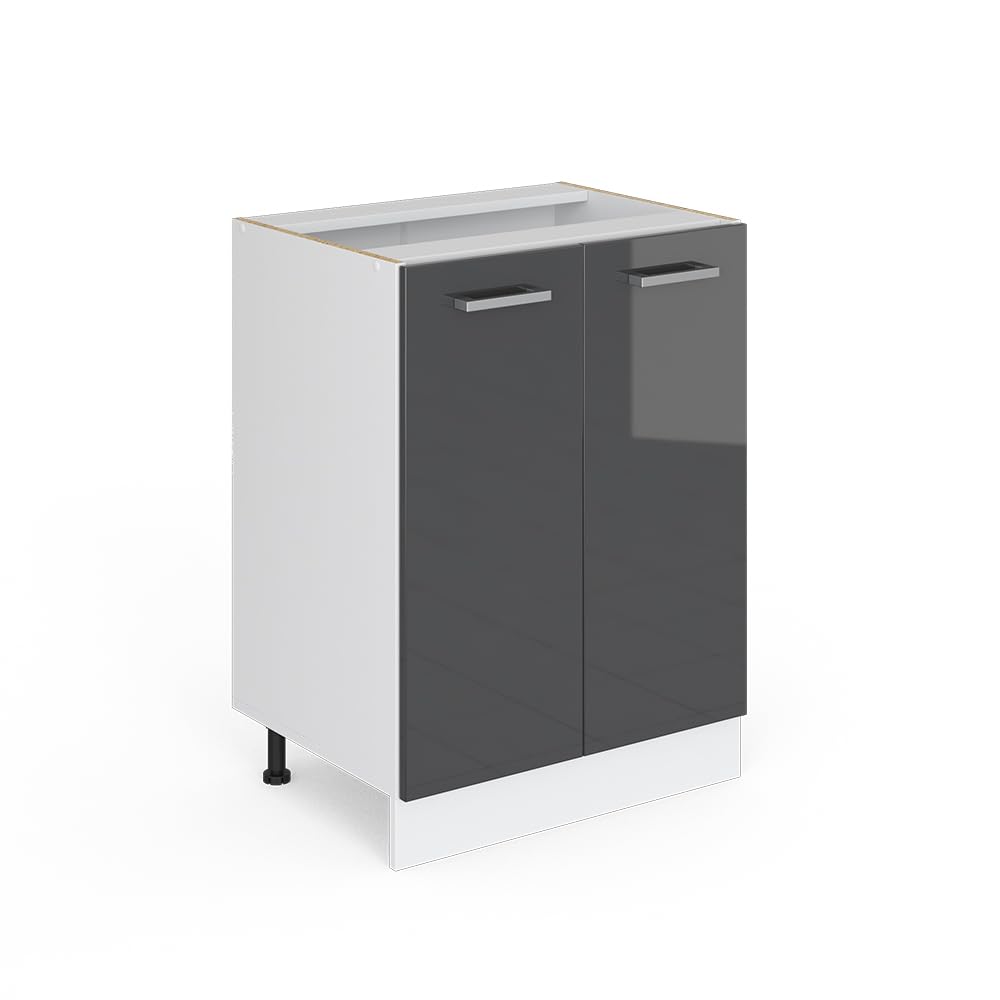 Vicco Kitchen base cabinet Raul, Anthracite high gloss, 60 cm without worktop, for flexible combination within modular kitchen systems