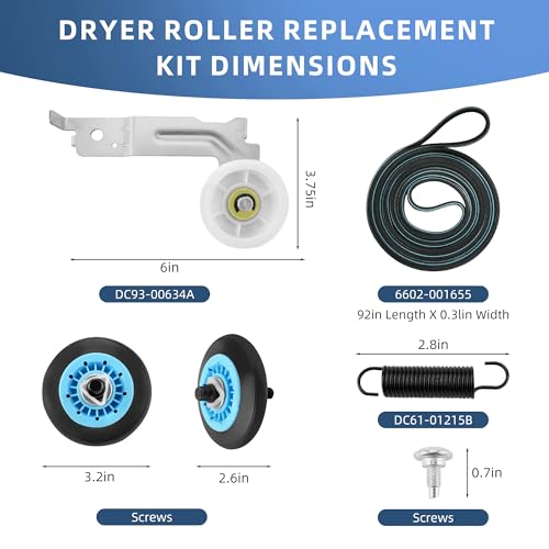 Upgraded Sam-Sung Dryer Roller Repair Kit DC97-16782A for Samsung Dryers DV45H7000EW/A2 DVE50R5400V/A3 DV42H5000EW/A3 DVE50R5200W/A3 DV40J3000EW/A2 DVE50M7450W/A3 DVE45R6100C/A3 DV48H7400EW/A2 by Pulluty - Used condition - Image 2