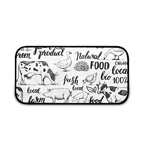 Kitchen Rugs Runner Farm Animals Pig Cow Rooster Duck Comfort Floor Mat Bath Mats Bed Desk Bathroom Area Rug Long Doormat Carpet Home Hotel #TOP4