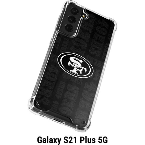 Skinit Clear Phone Case Compatible with Galaxy S21 Plus 5G - Officially Licensed NFL San Franciso 49ers Black & White Design