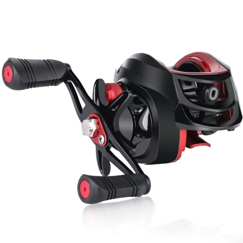 Image of Sougayilang Baitcasting Reels, Super Smooth Baitcast Reel with Magnetic Braking System Baitcaster Reel-Red-Right