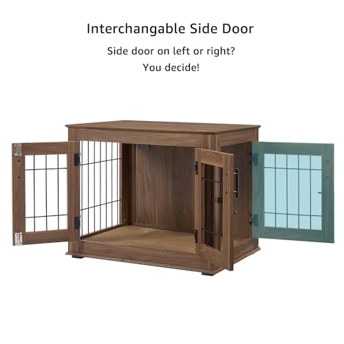 beeNbkks Furniture Style Dog Crate End Table, Double Doors Wooden Wire Dog Kennel with Pet Bed, Decorative Pet Crate Dog House Indoor Medium Large - Image 6