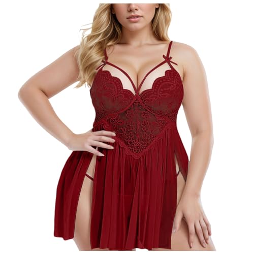2025 Lencería Navideña Sexy Conjunto Picardias Transparente Disfraces Sexys Cuello en V de Santa Vestido Babydoll Christmas