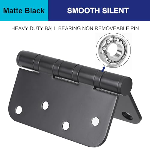 Eumtenr 4 INCH 1/2'' RADIUS CORNERS 304 Stainless Steel 4 Inch Door Hinges, Heavy Duty Ball Bearing Door Hinges 1/2'' Radius Corners For Exterior Interior Gate Swing Security Doors thumb #2