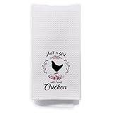 NEGIGA Just a Girl Who Loves Chicken with Flower Reusable Waffle Weave Dish Cloth Towel 24x16 Inch,C