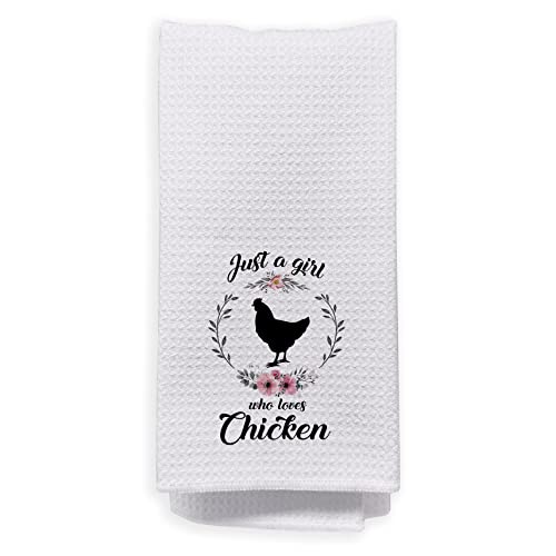 Negiga Just A Girl Who Loves Chicken With Flower Reusable Waffle Weave Dish Cloth Towel 24X16 Inch,Cute Funny Chicken Decor Decorative Dish Towel For Cooking Drying Cleaning Kitchen Bathroom #TOP6