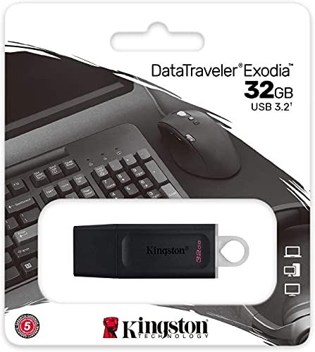 Kingston 32 GB Flash Drive DataTraveler Exodia (pacote com 2) USB 3.2 Type-A Drive 100 MB/s PenDrive