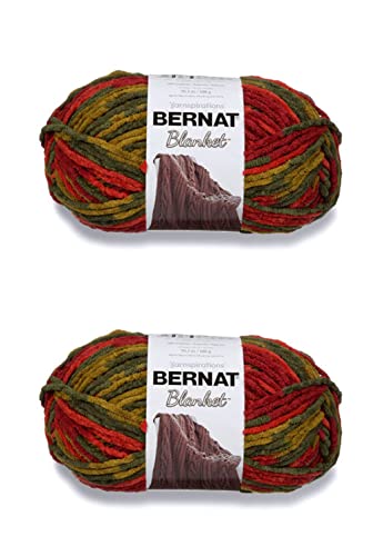 Image of Bernat Blanket Harvest Yarn - 300g /10.5oz - Polyester - 6 Super Bulky - 220 Yards - Knitting /Crochet, Stripes, 2 Pack