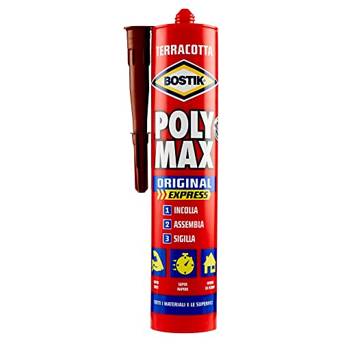 Bostik Poly Max Original Express colla di montaggio e sigillante universale super rapido e super forte cartuccia 425g terracotta