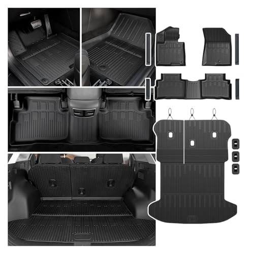JOULARISE Floor Mats for Kia Sportage Hybrid 2026 2025 2024 2023(Not Fit PHEV & Gas) All Weather TPE Trunk Mat Cargo Liner with Backrest Mats & Door Sill Guards Car Mat Accessories