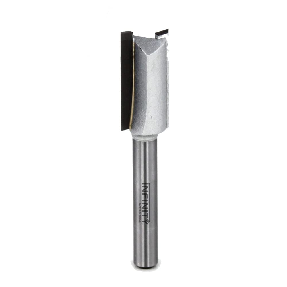 Infinity Cutting Tools 8mm Shank, Straight Router Bit, 5/16" C.D. x 1" C.H.| Carbide Tip | Heavy-Duty | for Handheld Or Table Mounted Wood Router