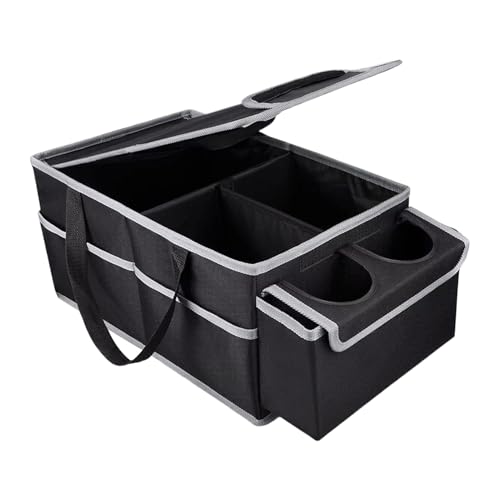 Reise-Auto-Aufbewahrungseinheit – Faltbare Sitz-Organizertasche | Verstellbares Reisezubehör mit Getränkeeinsatz, Fächern für Beifahrerkomfort, Tierbedarf, Langstrecken-Setup & Innenraumkomfort