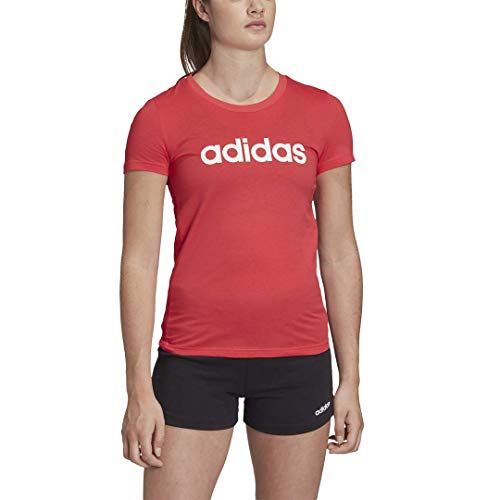 Adidas Women's Essentials Linear Slim Tee Core Pink/White Medium #TOP21