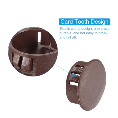 Image of PATIKIL 20Pcs 1 inch Hole Plugs, 1 inch /25mm Plastic Hole Plugs, 20Pcs Flush Type Round Hole Plugs Cover Snap in Locking Hole Tube for Table Kitchen Cabinet Furniture, Dark Brown