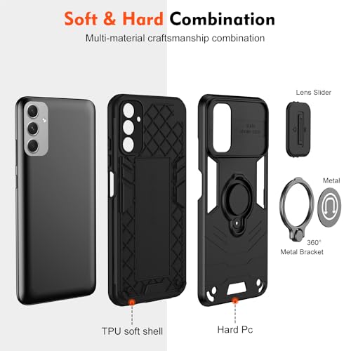 Image of YUWOO Back Cover for Samsung Galaxy A55 5G|Shockproof Cover|Military Grade Protection|Camera Slider for Protection|Multi Use Super Ring Back Cover for Samsung Galaxy A55 5G