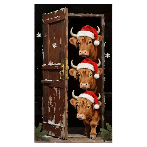 Banner porta Natale coperta, 200 x 90 cm, coperture per porta in tessuto elastico di Natale, porta tela di fondo, decorazione per la decorazione di interni ed esterni delle vacanze