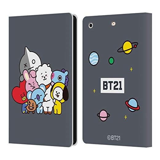 Head Case Designs Officiellt Licensierade BT21 Line Friends Grupp Kram Grundläggande tecken Läder Book Plånboksfodral Kompatibelt med Apple iPad mini 1 / mini 2 / mini 3