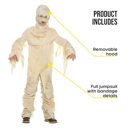 Morphsuits Kids Mummy Costume for Boys and Girls, Halloween Mummy Outfit, Spooky Costume for Kids, Fun Dress-Up, 4-6 Years