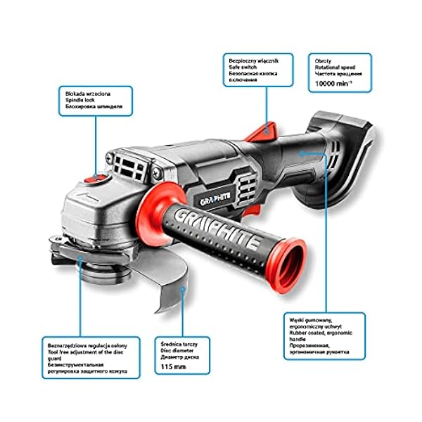 Graphite 58 G003 Tool, 115 mm, batteri 18 V, 50 W, 18 V, svart, en storlek