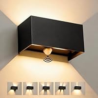 Ledronix Aussenlampe mit Bewegungsmelder 24W, 3000K 2400LM Warmweiß LED Wandleuchte Innen/Außen, IP66 Wasserdichte Aluminium Außenlampe, Einstellbarer Lichtstrahl für Flur, Garten, Hof, Schwarz