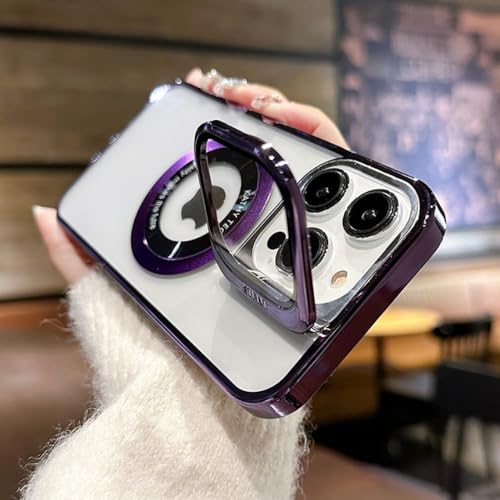 Coque iPhone 14 Pro Max transparente avec support objectif métal invisible et aimant