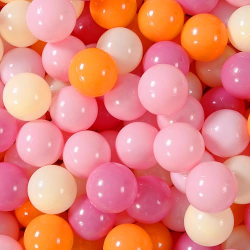 Image of GOGOSO Ball Pit Balls for Toddler, Baby Plastic Playballs Kids Soft Pastel Pelotas Non-Toxic BPA-Free 3pink+Orange+Yellow, 500 Balls