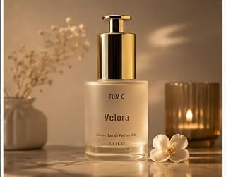TOM G Velora Luxury Eau de Parfum Oil for Women, 1.7 FL OZ (50 ML) – Long Lasting Perfume Oil with Vanilla, Cashmere Wood & Tonka Bean Notes, Warm Sophisticated Fragrance for Women