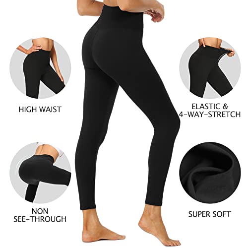 DDOBB Leggings for Women High Waisted Black Leggings Tummy Control Stretchy Pants Trousers Regular&Plus Size - Image 3