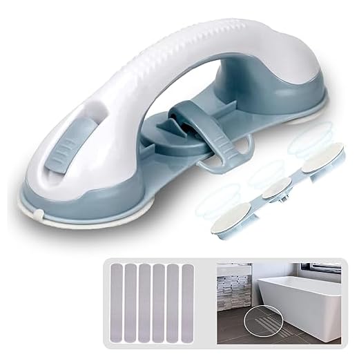 Agarradera de Baño con 3 Ventosas | REGALO 6 Cintas Antideslizantes | Asidero de Ducha para personas mayores, minusválidos y niños | Fácil instalación sin perforaciones