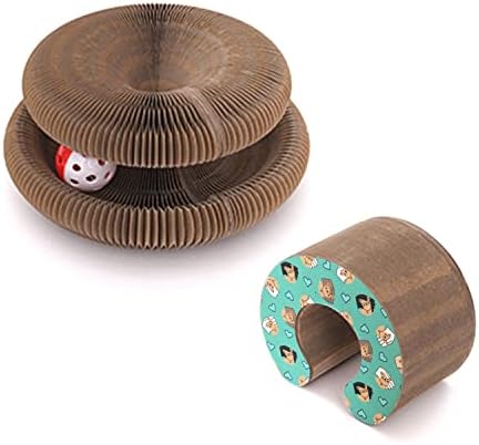Cat Scratcher, magic organ cat scratching boardfor Claw Grinding and Playing,Multiple cardboard cat scratchers can be combined into a big play, foldable, easy to store,Gve Away a Toy Bell Ball