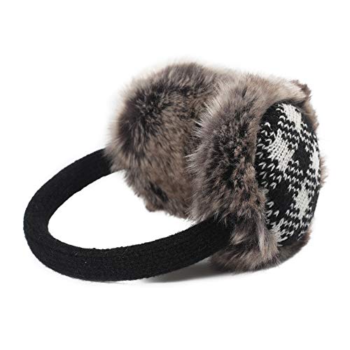 Zlyc Winter Faux Fur Adjustable Earmuffs Cute Knit Fuzzy Ear Muffs For Women Girls (Plaid White) #TOP5