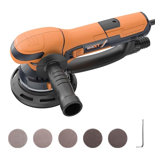 MAXXT 800W Random Orbital Sander, 5mm Eccentric, 3300-7400RPM Variable Speed, 150mm Pad, Dual Mode Polishing, Dust Collection, 5 Sandpapers, Electric Dry Polisher for Wood, Metal, Car