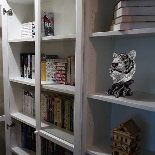 BestGiftEver White Tiger Bust Freestanding Tabletop Home Decor - Wild Animal Sculpture Collectible Gifts - Decor for Bedroom and Living Room - Lucky Tiger Statue for Shelf and Office Desk Accent