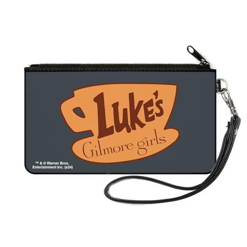 Buckle-Down Warner Bros. Entertainment Inc. Small Mini Compact Pouch Wallet, Credit Card Holder Pocket Purse, Gilmore Girls Lukes Coffee Cup Icon Gray Browns, Canvas