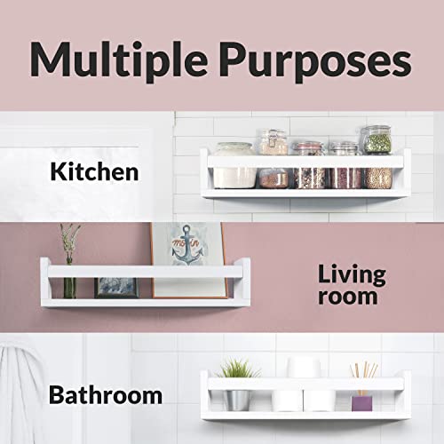 NATURE SUPPLIES Set of 3 Nursery Shelves Wall Mounted Children’s Wooden Floating Bookshelf for Bedroom, Bathroom, Kitchen Storage Shelves Kids Decor, Brown