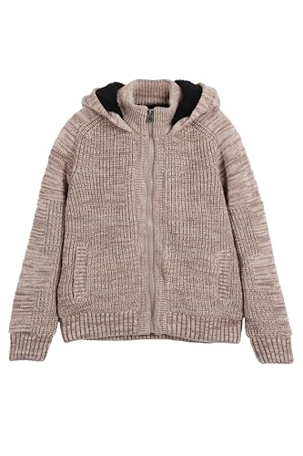 X RAY Boy's Zip Up Hooded Cardigan Sweater (S - XL), Full Zip Sherpa Hood Moto Arm Piece Sweater for Boys