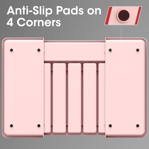 Aujen Cutlery Drawer Organiser - Expandable Kitchen Drawer Storage Organiser, Adjustable Cutlery Tray, Multipurpose Utensil Organisation for Forks, Knives, Pink, 34 x 4 x 26~50 cm - Image 2