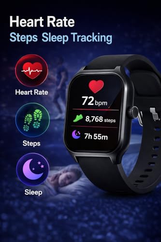 Image of ZERIX Premium Smartwatch - 2.01 inch Full Touch Display, Custom Wallpapers, Advanced Fitness & Health Tracker, Heart Rate & Blood Pressure Monitor, Sleep & Step Tracking, Android & iOS, Black