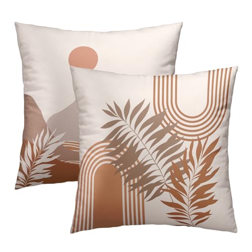 Giwawa Orange Boho Throw Pillow Covers 18X18 Inch Set of 2 Abstract Sunset Decorative Pillowcase Soft Cushion Cases for Bedroom Home Sofa Couch