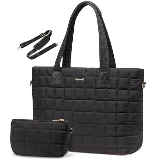 LOVEVOOK Bolso Tote Mujer Grande, Bolso de Trabajo Acolchado y Ligero con Compartimento para Portátil, Ideal para el Día a Día en la Oficina y la Universidad, Negro | Ya disponible en tu tienda friki favorita! En mundofriki.es!