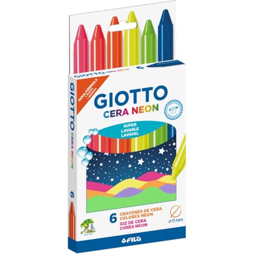 Giotto Cera Maxi Giz de Cera Neon Estojo com 6 Cores