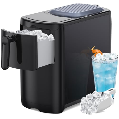 Image of Electactic Compact Countertop Ice Makers, 18Lbs /Day Bullet Ice Maker, Removable Lid Easy to Clean, Fast 6Pcs Bullet Ice in 8 Mins, Self-Cleaning & Low Noise for Office, Bedroom, RV(Black)
