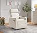 Oxford Baby Layton Manual Upholstered Glider Recliner Rocking Chair 360° Swivel for Nursery and Living Room – Cream